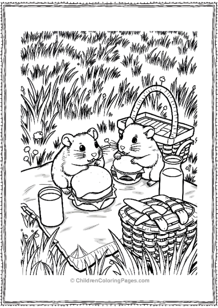 Hamsters Having A Burger Picnic Free PDF Printable