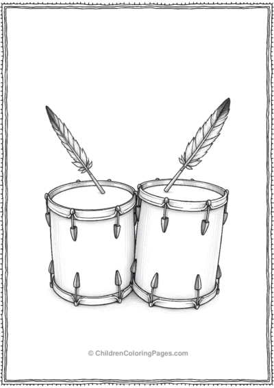 Handheld-Drums-And-Feather-Decorated-Drumsticks Free PDF Printable