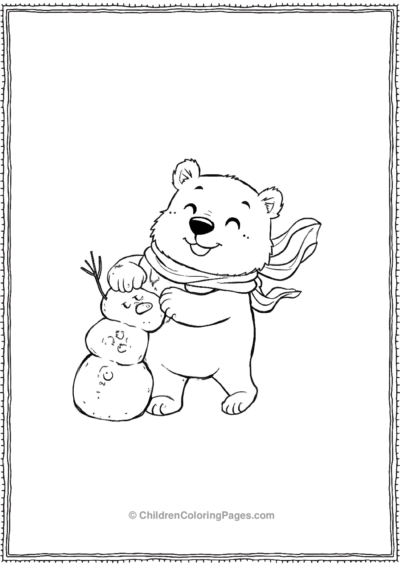 Happy-Polar-Bear-And-Snow-man Free PDF Printable