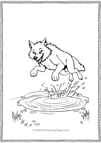 Happy-Werewolf-Jumping-In-A-Puddle Free PDF Printable