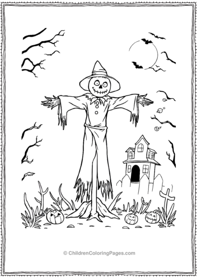 Happy-scarecrow-with-mansion-in-background Free PDF Printable