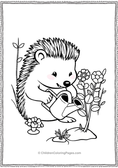 Hedgehog-Watering-Plants Free PDF Printable