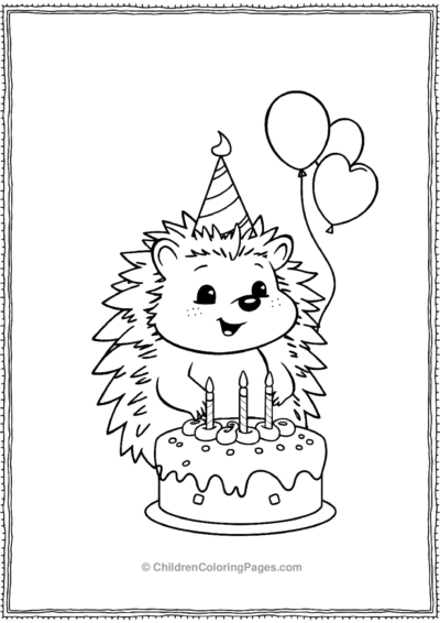 Hedgehog-With-A-Birthday-Cake Free PDF Printable