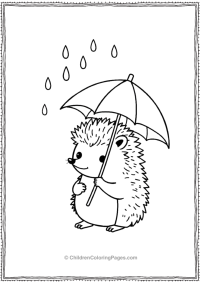 Hedgehog-With-A-Tiny-Umbrella Free PDF Printable