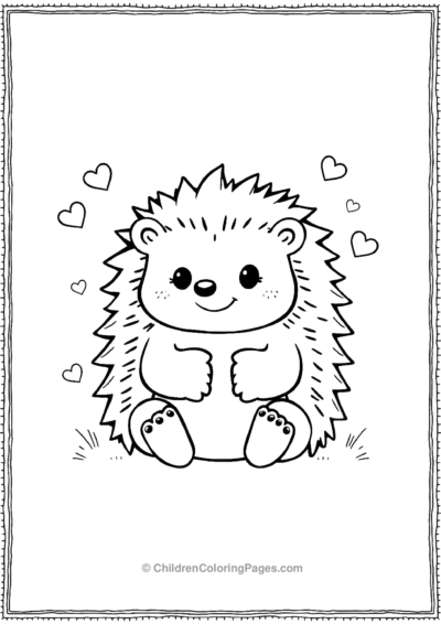 Hedgehog-With-Hearts Free PDF Printable