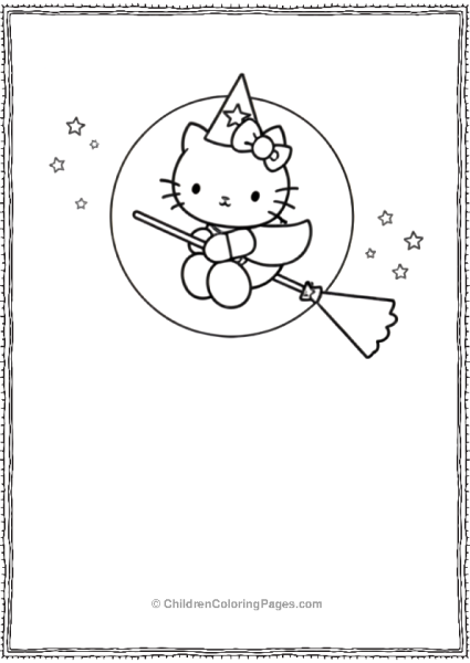 Hello Kitty Ridding A Broom Free PDF Printable