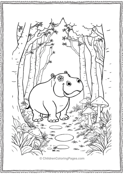 Hippo-Exploring-A-Magical-Forest Free PDF Printable