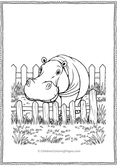 Hippo-Exploring-Near-A-Tiny-Fence Free PDF Printable