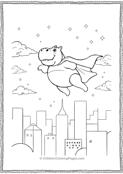 Hippo-In-A-Superhero-Cape Free PDF Printable