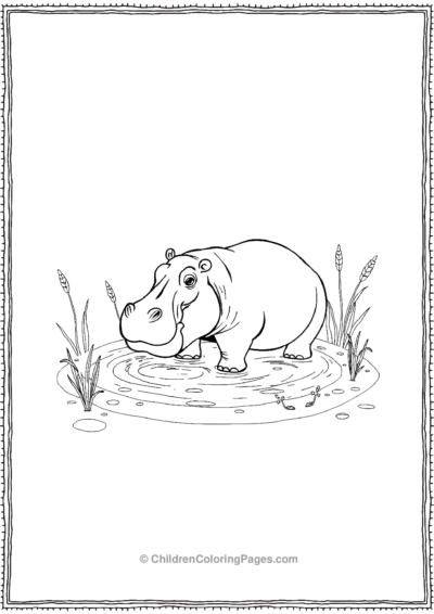 Hippo-Nestled-In-A-Small-Muddy-Pool Free PDF Printable