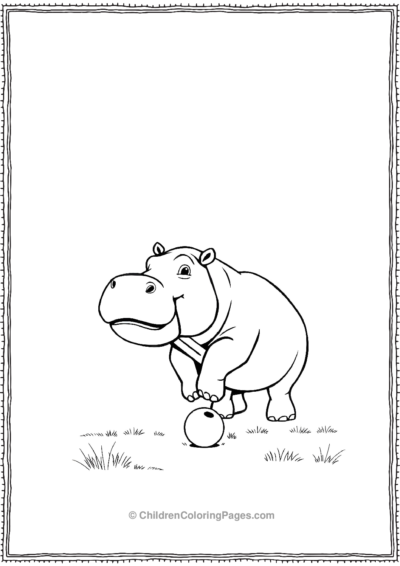 Hippo-Playing-With-A-Small-Ball Free PDF Printable