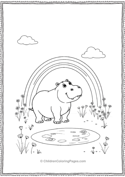 Hippo-Under-A-Rainbow Free PDF Printable