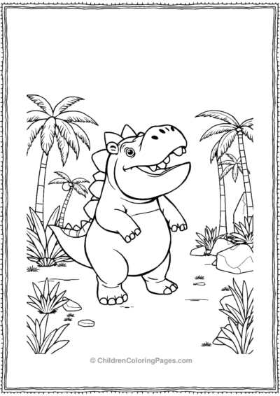 Hippo-Wearing-A-Cute-Dinosaur-Costume Free PDF Printable