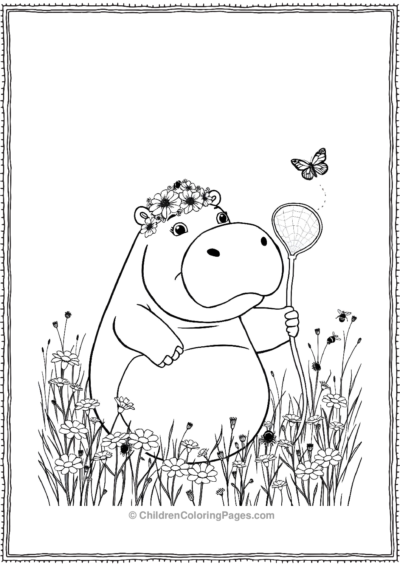 Hippo-Wearing-A-Flower-Crown Free PDF Printable