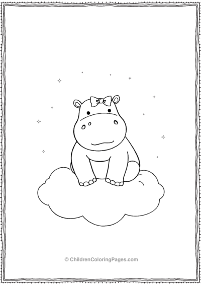 Hippo-With-A-Tiny-Bow Free PDF Printable