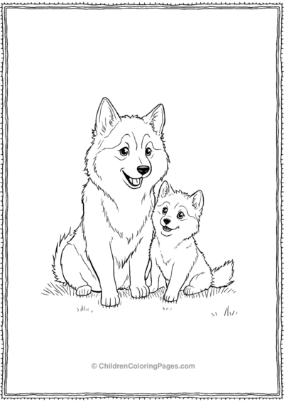 Husky-With-A-Small-Puppy Free PDF Printable