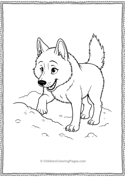 Husky-Digging-In-Snow Free PDF Printable