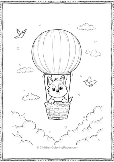 Husky-In-A-Hot-Air-Balloon-With-A-Whimsical Free PDF Printable