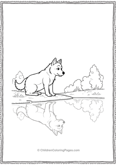 Husky-Looking-At-Its-Own-Reflection Free PDF Printable