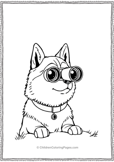 Husky-Looking-Through-Binoculars Free PDF Printable