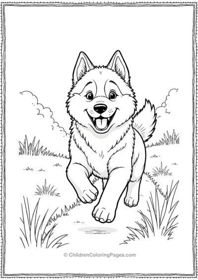 Husky-Playing-In-Meadows Free PDF Printable