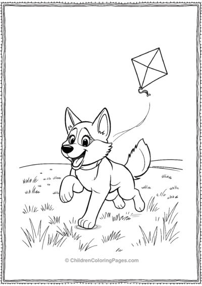 Husky-Playing-With-A-Kite Free PDF Printable