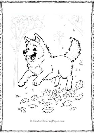 Husky-Playing-With-Autumn-Leaves Free PDF Printable