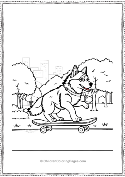 Husky-Riding-A-Skateboard Free PDF Printable