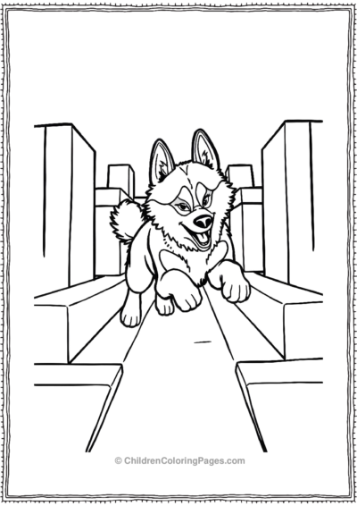 Husky-Running-Through-A-Geometric-Maze Free PDF Printable