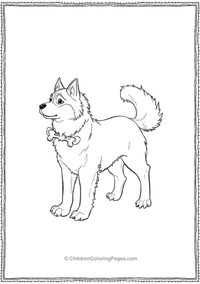 Husky-With-A-Bone Free PDF Printable