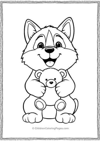 Husky-With-A-Teddy-Bear Free PDF Printable