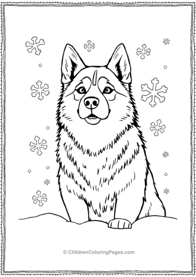 Husky-With-Snowflakes Free PDF Printable