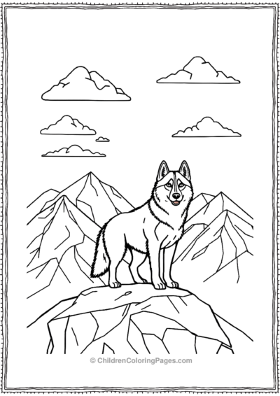 Husky-Standing-On-A-Geometric-Hill Free PDF Printable