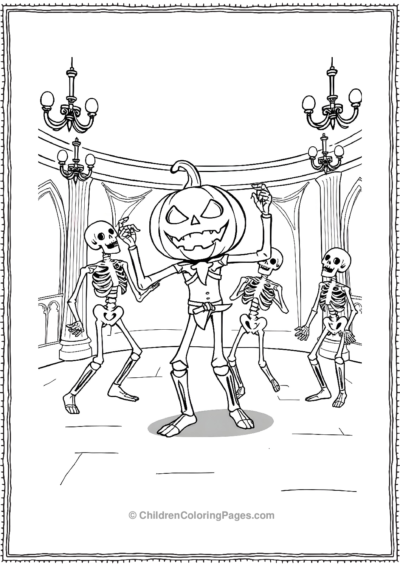 Jack-O-Lantern-Dancing-With-Skeletons Free PDF Printable