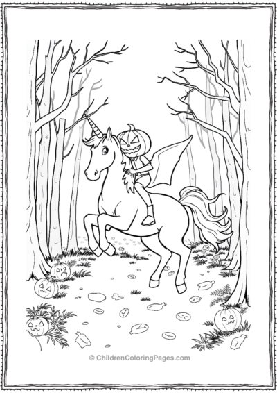 Jack-O-Lantern-Riding-A-Unicorn Free PDF Printable