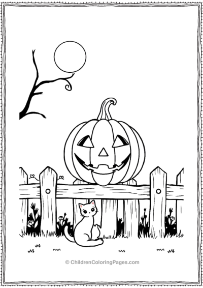 Jack-O-Lantern-Sitting-On-A-Fence Free PDF Printable