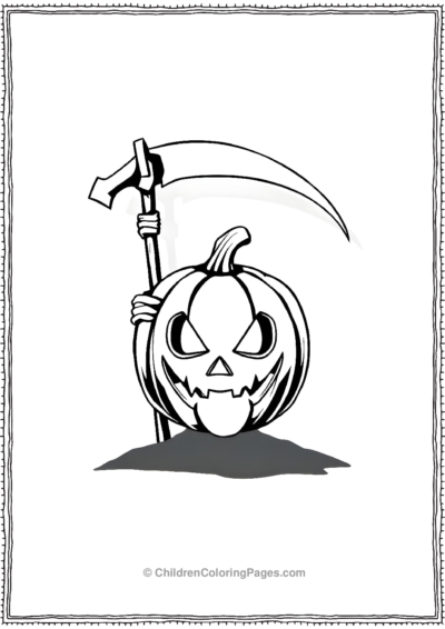 Jack-O-Lantern-With-A-Grim-Reapers-Scythe Free PDF Printable