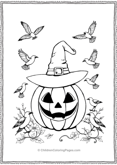 Jack-O-Lantern-With-A-Witch-Hat Free PDF Printable