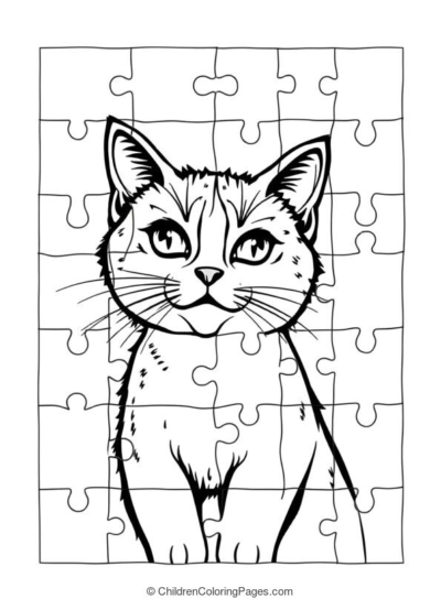 Jigsaw Puzzle Cat With Pieces Missing A4 Free PDF Printable