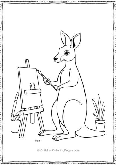 Kangaroo-Artist-Painting-On-An-Easel Free PDF Printable