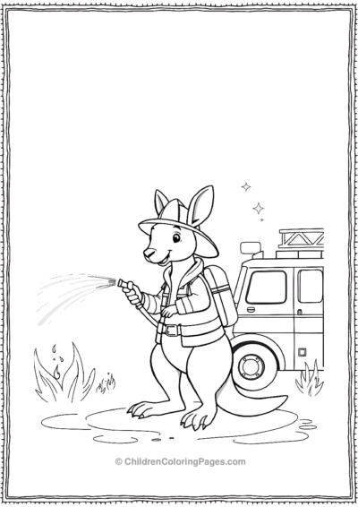 Kangaroo-As-A-Firefighter Free PDF Printable