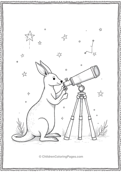 Kangaroo-Astronomer-Looking-Through-A-Telescope Free PDF Printable