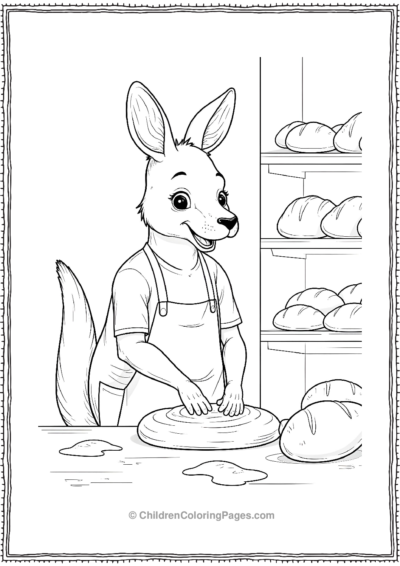 Kangaroo-Baker-Making-Bread Free PDF Printable