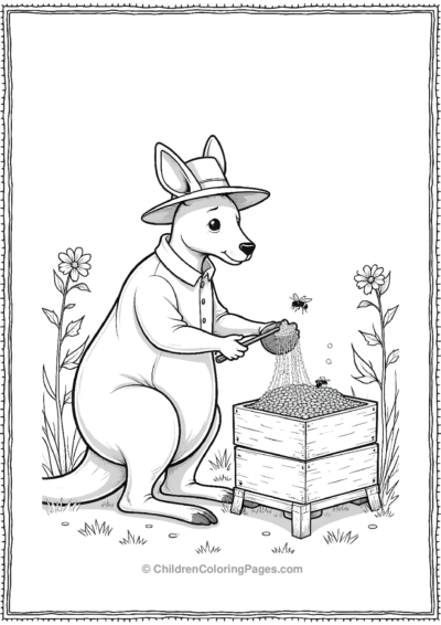 Kangaroo-Beekeeper-Inspecting-Honeycomb Free PDF Printable