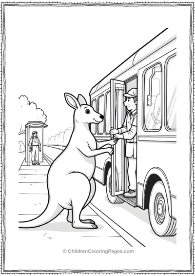 Kangaroo-Bus-Driver-Picking-Up-Passengers Free PDF Printable