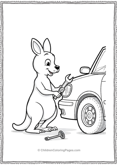 Kangaroo-Car-Mechanic-Fixing-A-Car Free PDF Printable