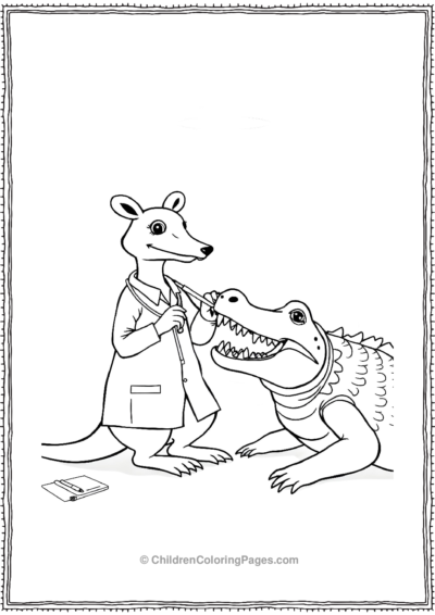 Kangaroo-Dentist-Examining-A-Crocodile Free PDF Printable