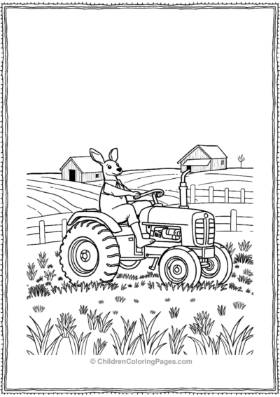 Kangaroo-Farmer-Riding-A-Tractor Free PDF Printable