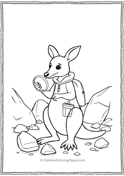 Kangaroo-Geologist-Studying-Rocks Free PDF Printable