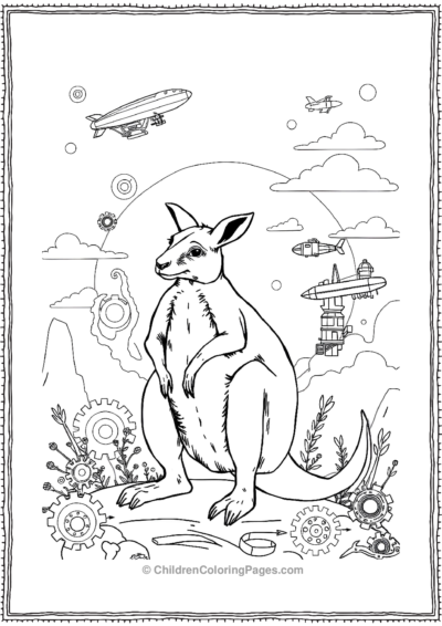 Kangaroo-In-A-Steampunk-World Free PDF Printable